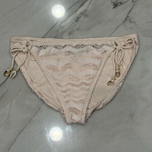 Robin Piccone Cream Crochet Bikini Bottom Same Day Shipping Size Large